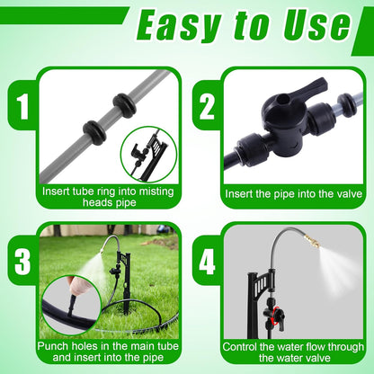 49.2Ft 1/4" Drip Irrigation System 360° Watering Misting System