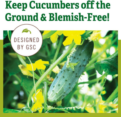 Deluxe Cucumber Trellis (Green) | Powder Coated Steel Vegetable Support - 32” W x 46” H