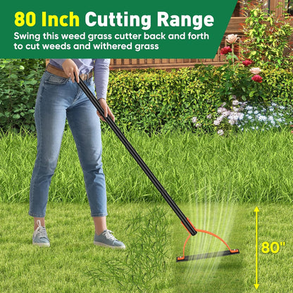 60 INCH Weed Grass Cutter, Double-Edged Serrated Sharp Steel Blade