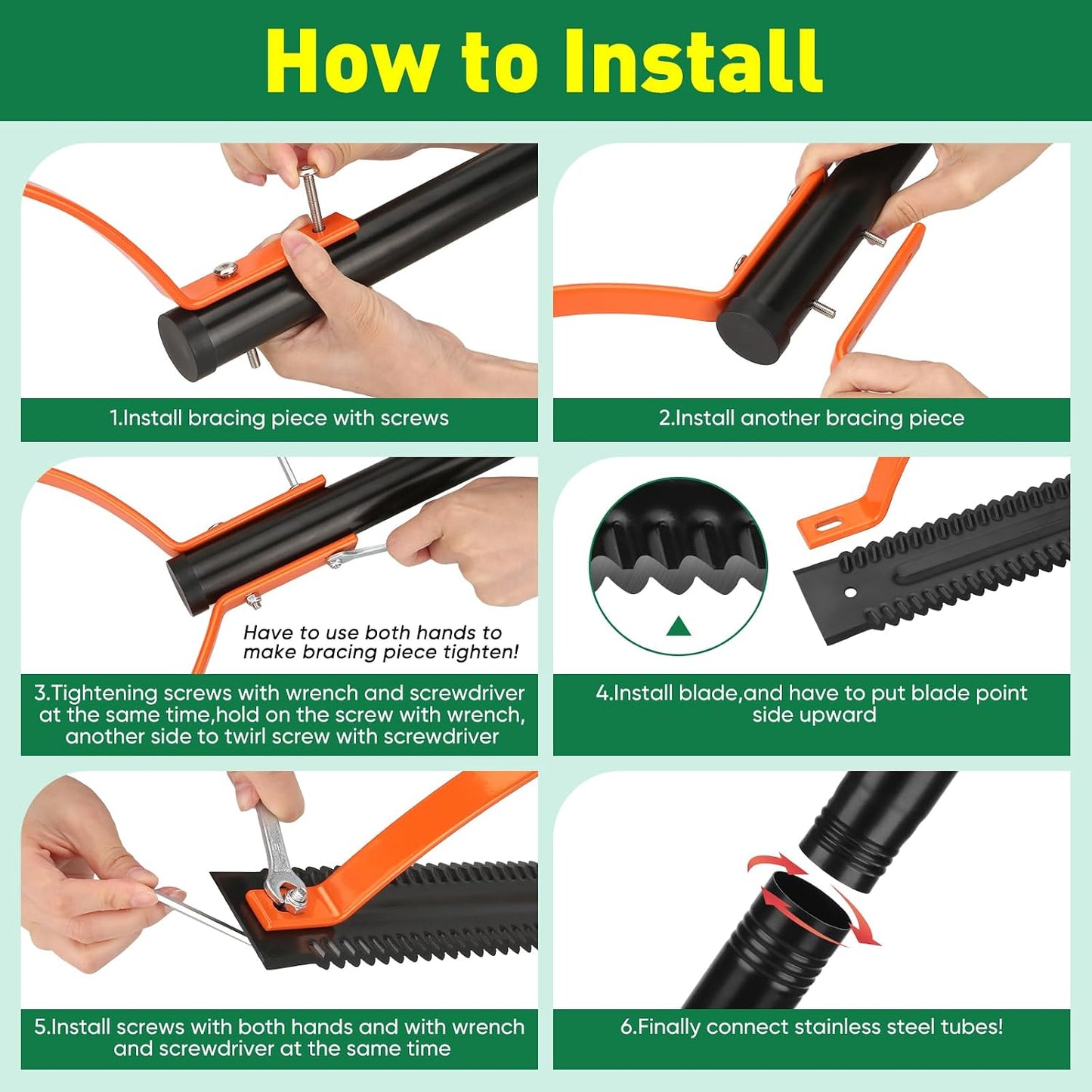 60 INCH Weed Grass Cutter, Double-Edged Serrated Sharp Steel Blade