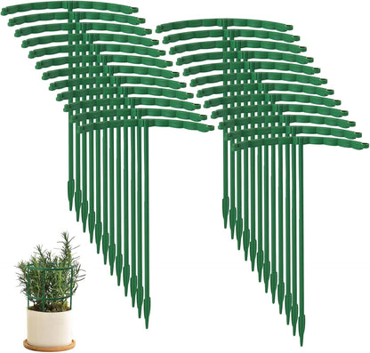 24 Pieces Half Round Plant Support Stakes, Stackable Garden Flower Support Rings, Outdoor Indoor Plant Cage Holder Trellis for Climbing Tomato Flowerpot (24, Each Tier of 9.4")