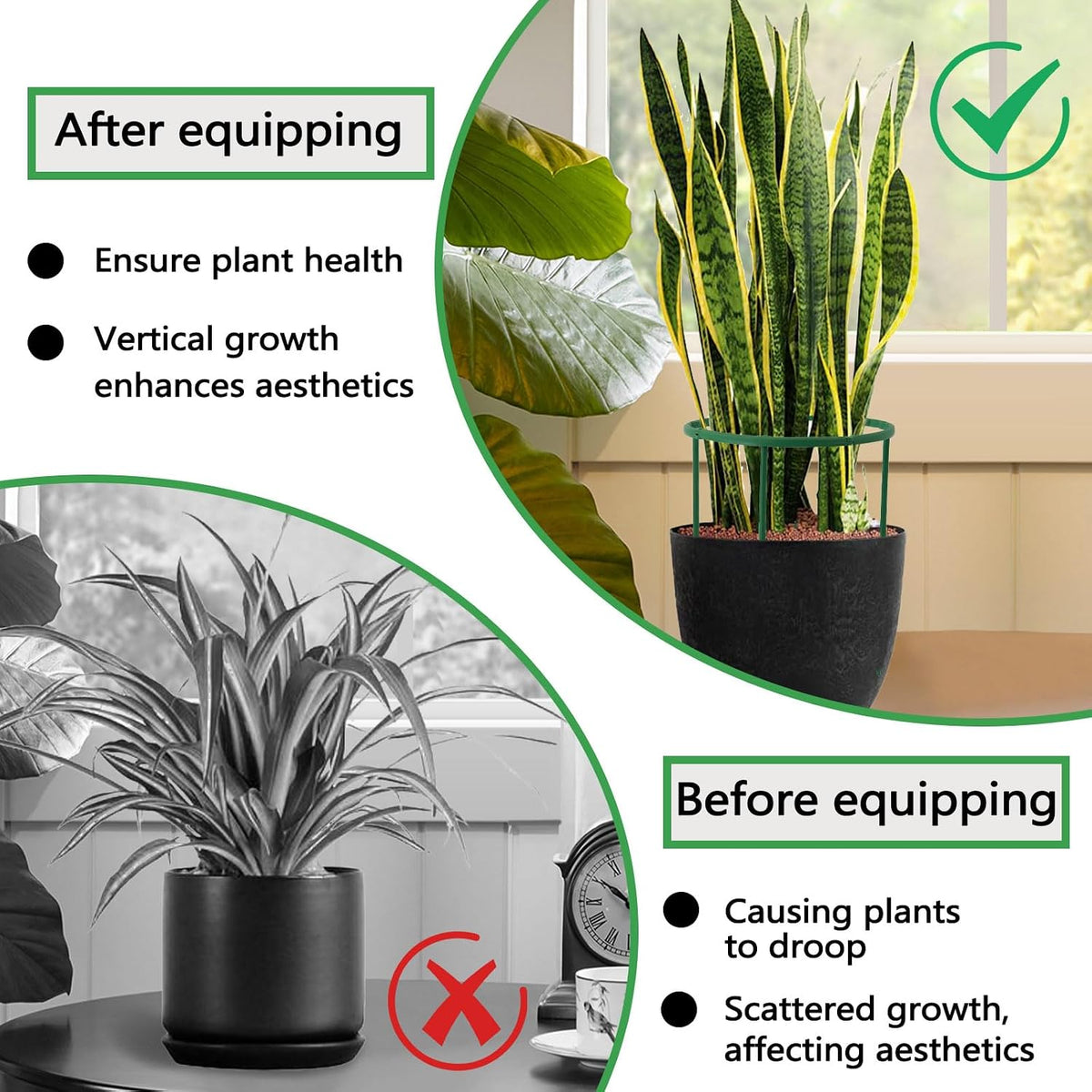 24 Pieces Half Round Plant Support Stakes, Stackable Garden Flower Support Rings, Outdoor Indoor Plant Cage Holder Trellis for Climbing Tomato Flowerpot (24, Each Tier of 9.4")