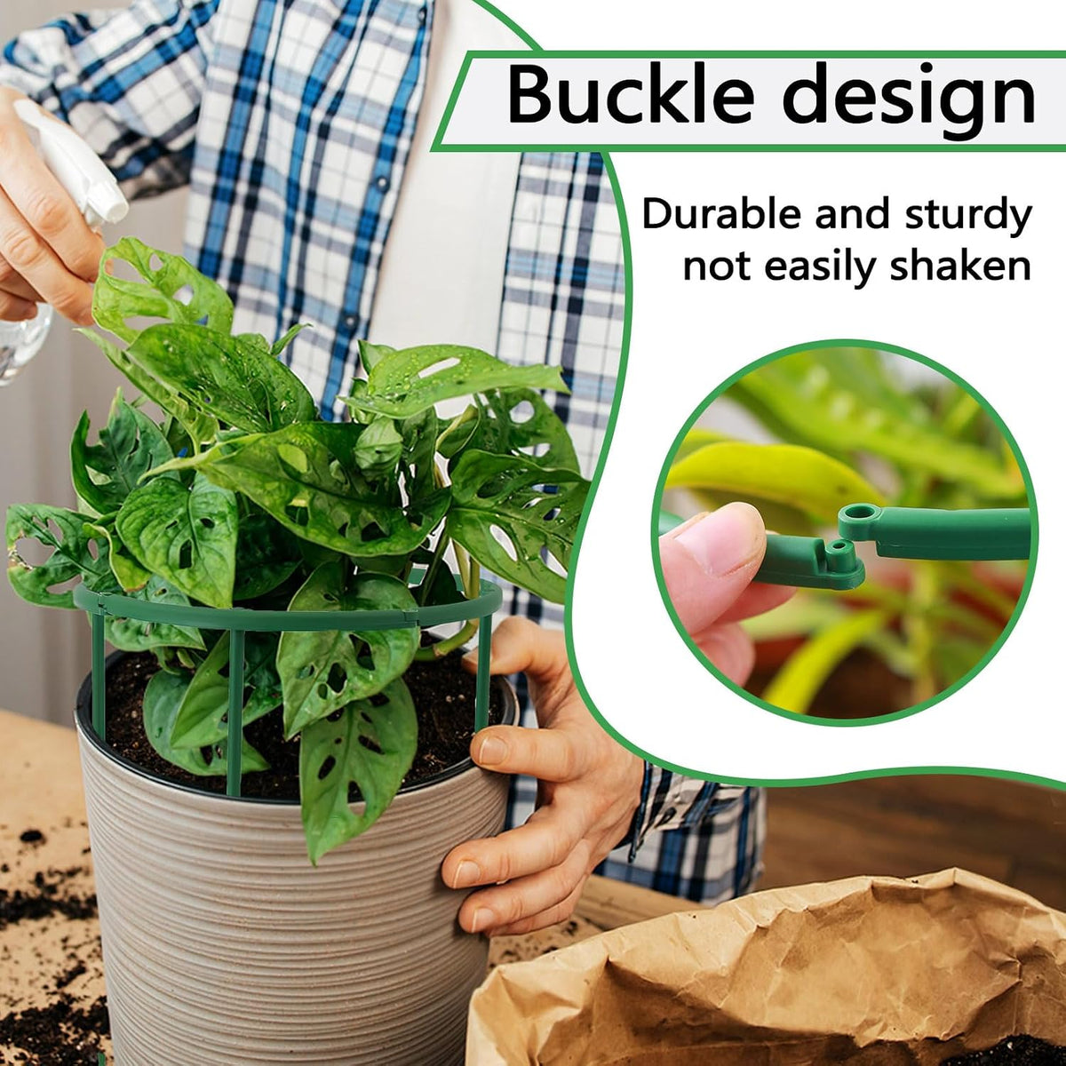 24 Pieces Half Round Plant Support Stakes, Stackable Garden Flower Support Rings, Outdoor Indoor Plant Cage Holder Trellis for Climbing Tomato Flowerpot (24, Each Tier of 9.4")