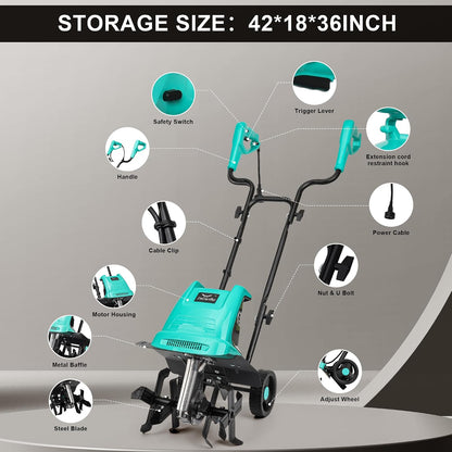 IncwBo 12'' 10.5AMP Corded Electric Garden Roto Tiller Cultivator Powerful