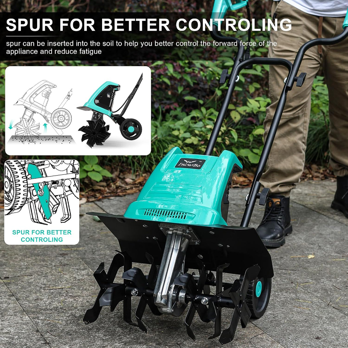 IncwBo 12'' 10.5AMP Corded Electric Garden Roto Tiller Cultivator Powerful