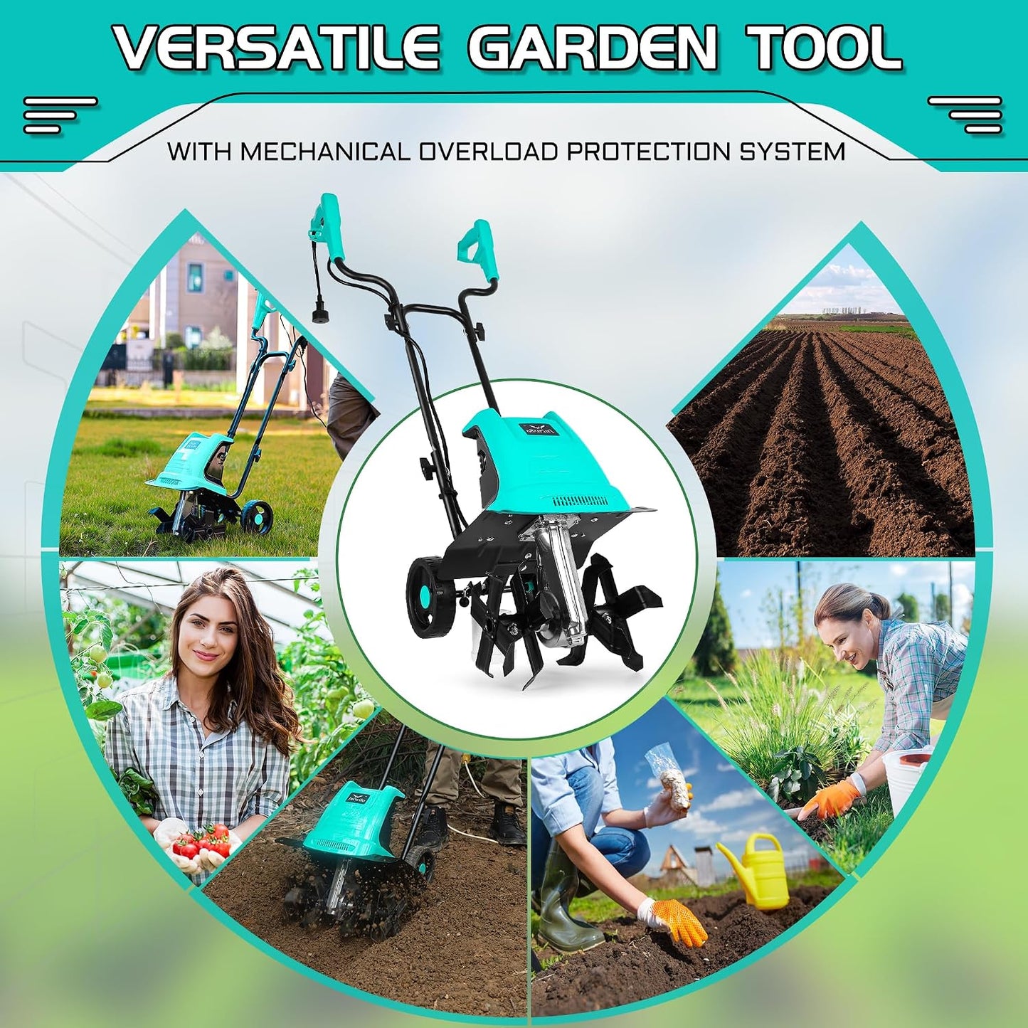 IncwBo 12'' 10.5AMP Corded Electric Garden Roto Tiller Cultivator Powerful