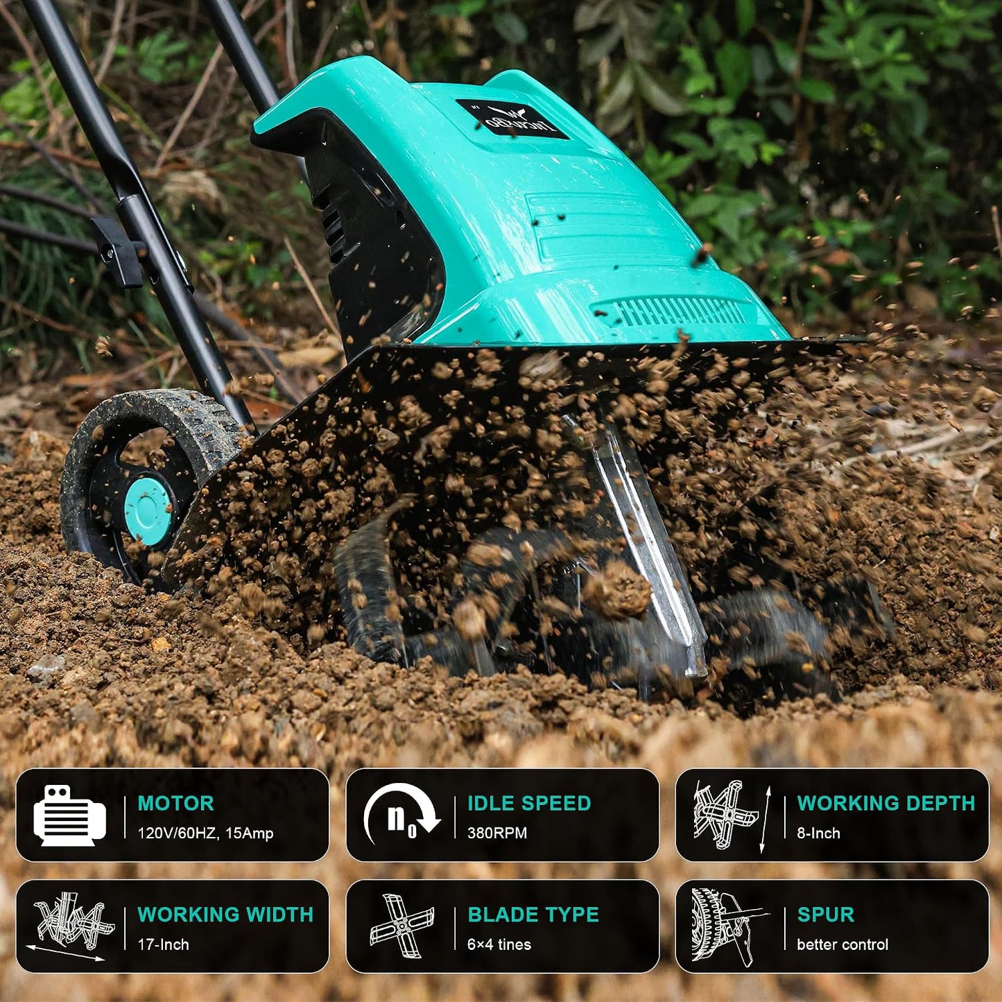 IncwBo 12'' 10.5AMP Corded Electric Garden Roto Tiller Cultivator Powerful