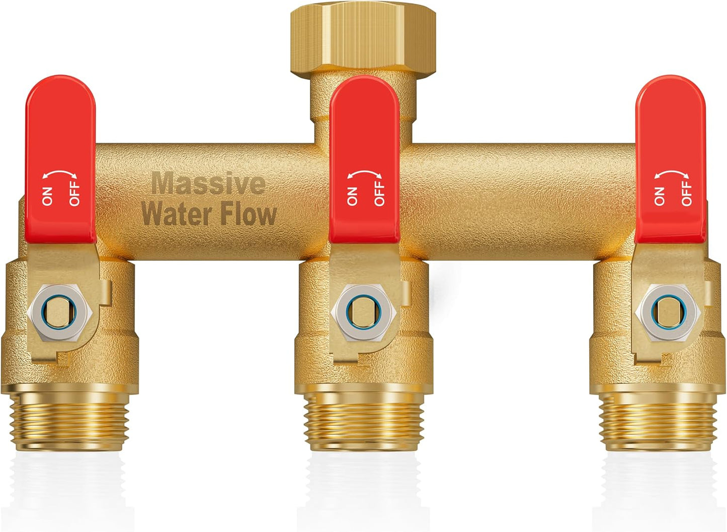 3 Way Hose Splitter, Heavy Duty Full Flow Garden Water Hose Bib Spigot Splitter, Brass Rust and Freeze Resistant Outdoor Faucet Splitter, T Adapter Connector with 3/4 - Inch GHT Thread （Green）
