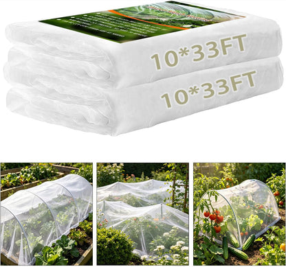 Garden Netting 2 Pack 10x33ft - Ultra Fine Mesh Pest Barrier, Bird & Insect Plant Cover for Vegetables, Fruits, Flowers, Crops, Greenhouses, Raised Flower Beds
