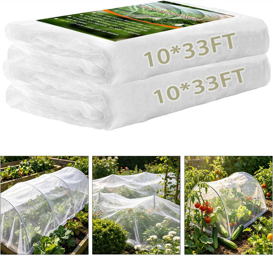 Garden Netting 2 Pack 10x33ft - Ultra Fine Mesh Pest Barrier, Bird & Insect Plant Cover for Vegetables, Fruits, Flowers, Crops, Greenhouses, Raised Flower Beds