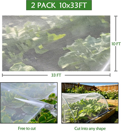 Garden Netting 2 Pack 10x33ft - Ultra Fine Mesh Pest Barrier, Bird & Insect Plant Cover for Vegetables, Fruits, Flowers, Crops, Greenhouses, Raised Flower Beds