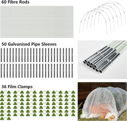 30Pcs Garden Hoop for Raised Beds, 6 Sets of 7FT Long DIY Greenhouse Hoops Grow Tunnel Fiberglass Plant Support Hoops Frame Rust-Free Garden Stakes for Netting Shade Cloth Row Cover Garden Supplies