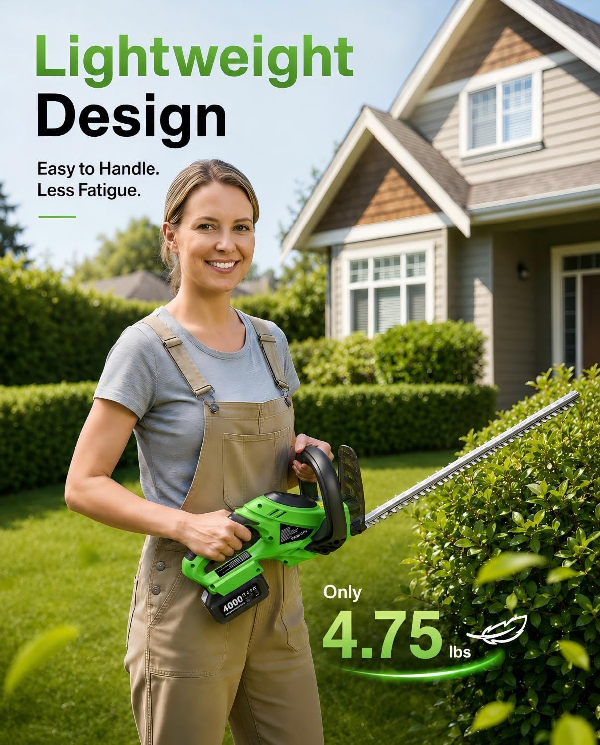 Hedge Trimmer Cordless 22", 20V Electric Bush Trimmer, 2 Batteries