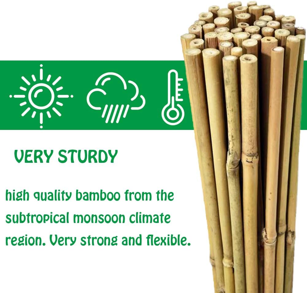 Natural Bamboo Stakes 4 Feet, Eco-Friendly Garden Stakes, Plant Stakes Supports Climbing for Tomatoes, Trees, Beans, 25 Pack