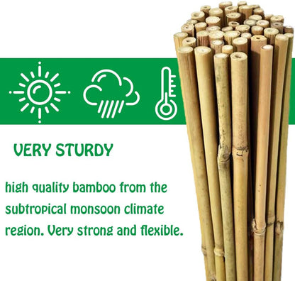 Natural Bamboo Stakes 4 Feet, Eco-Friendly Garden Stakes, Plant Stakes Supports Climbing for Tomatoes, Trees, Beans, 25 Pack