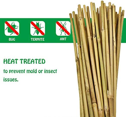 Natural Bamboo Stakes 4 Feet, Eco-Friendly Garden Stakes, Plant Stakes Supports Climbing for Tomatoes, Trees, Beans, 25 Pack