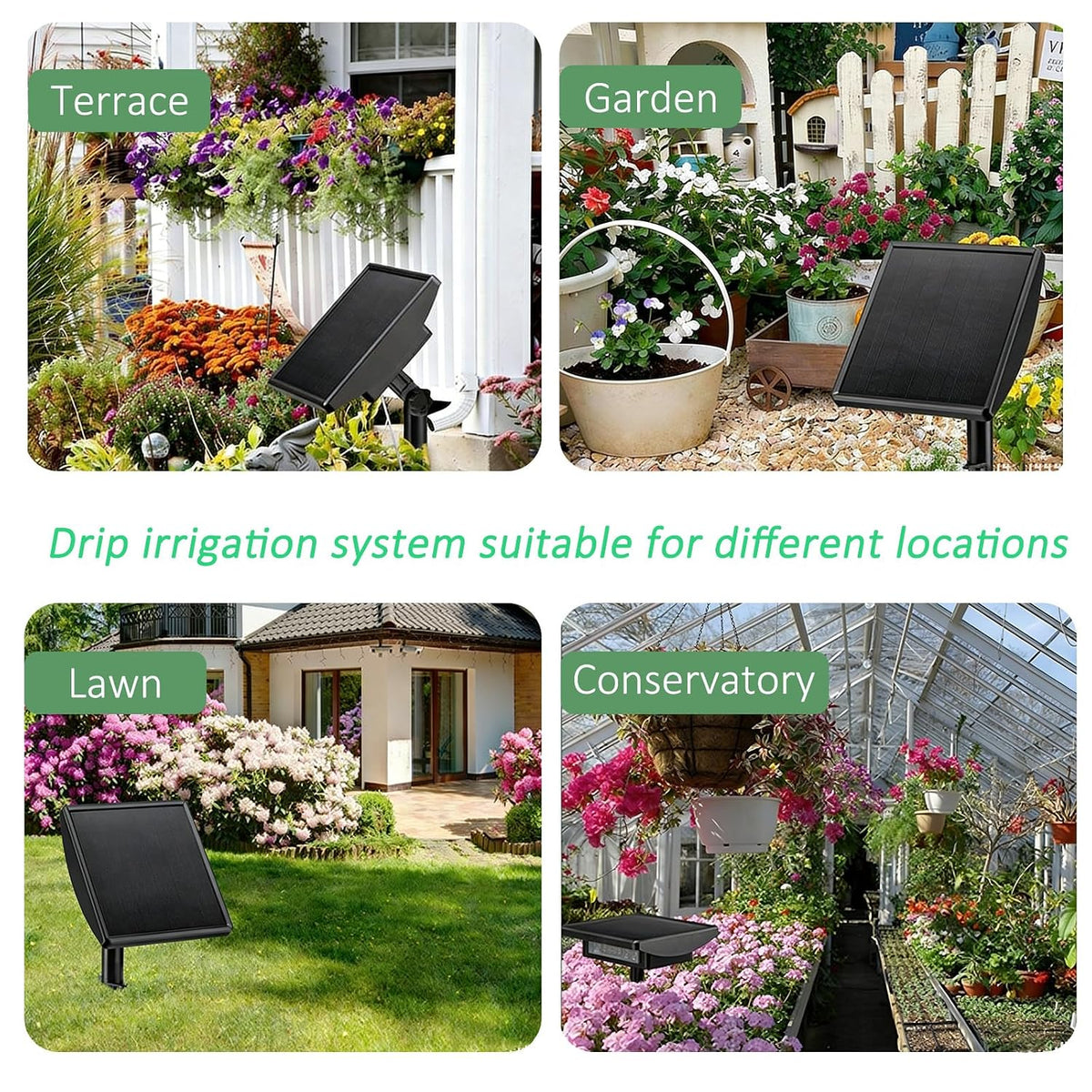 49FT Solar Drip Irrigation System, Automatic Watering Irrigation Kit for 15 Potted Plants, Auto DIY Watering System Plant Water Devices with Timer for Greenhouse Balcony Indoor Outdoor