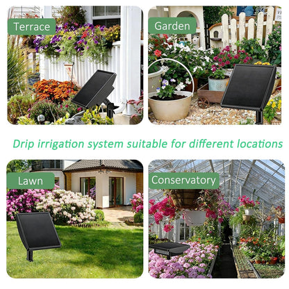 49FT Solar Drip Irrigation System, Automatic Watering Irrigation Kit for 15 Potted Plants, Auto DIY Watering System Plant Water Devices with Timer for Greenhouse Balcony Indoor Outdoor