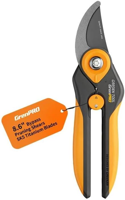 Heavy Duty Bypass Pruning Shears, 8.6", 1.38" Capacity, Orange