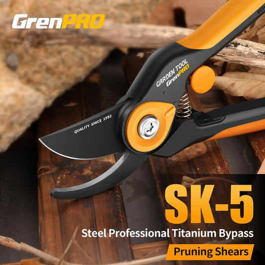 Heavy Duty Bypass Pruning Shears, 8.6", 1.38" Capacity, Orange