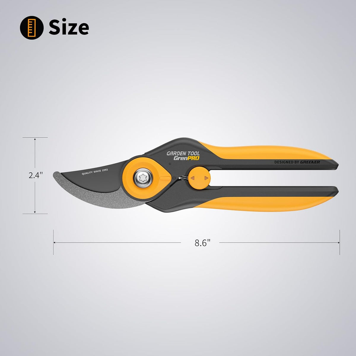Heavy Duty Bypass Pruning Shears, 8.6", 1.38" Capacity, Orange