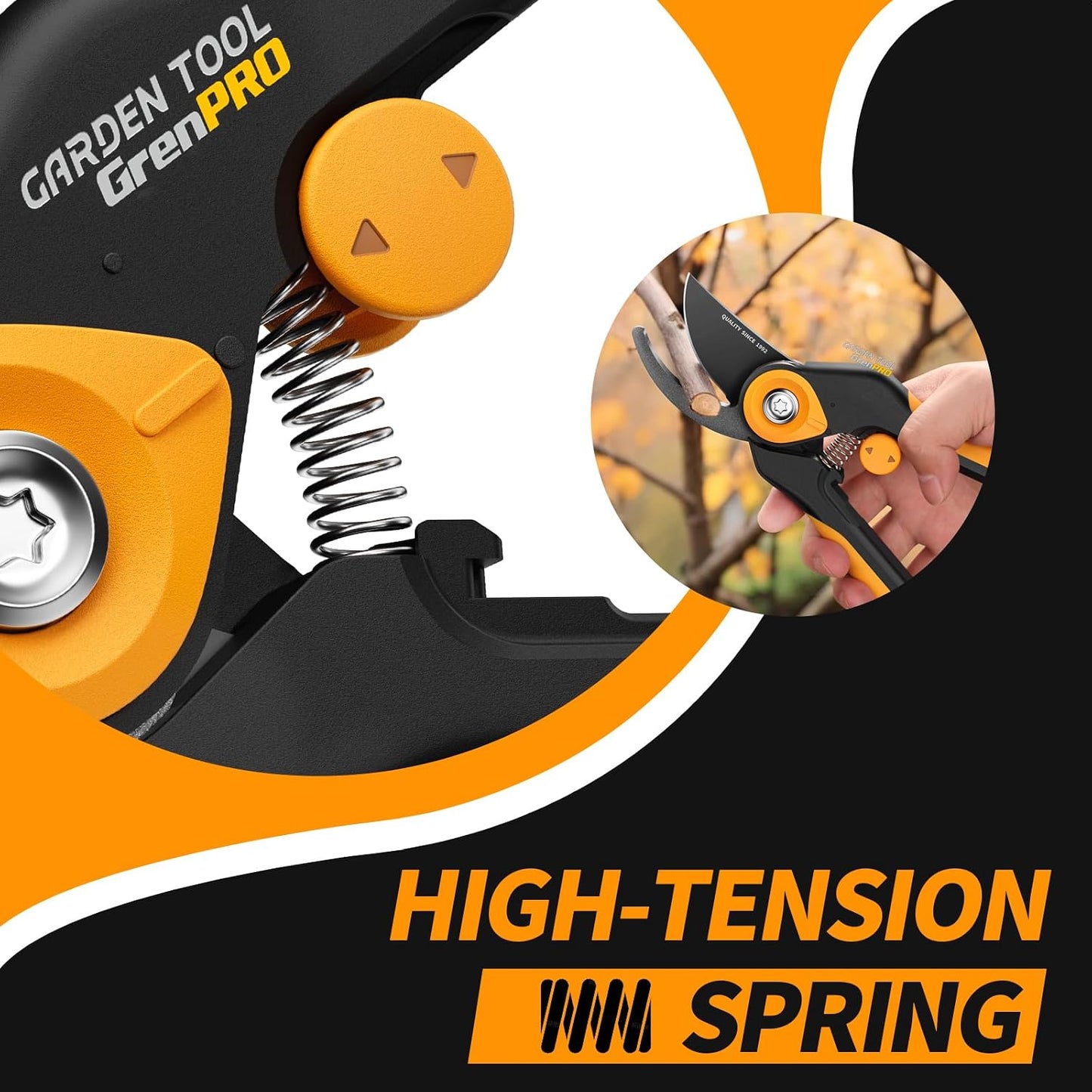 Heavy Duty Bypass Pruning Shears, 8.6", 1.38" Capacity, Orange