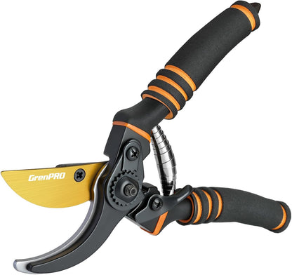 Heavy Duty Bypass Pruning Shears, 8.6", 1.38" Capacity, Orange