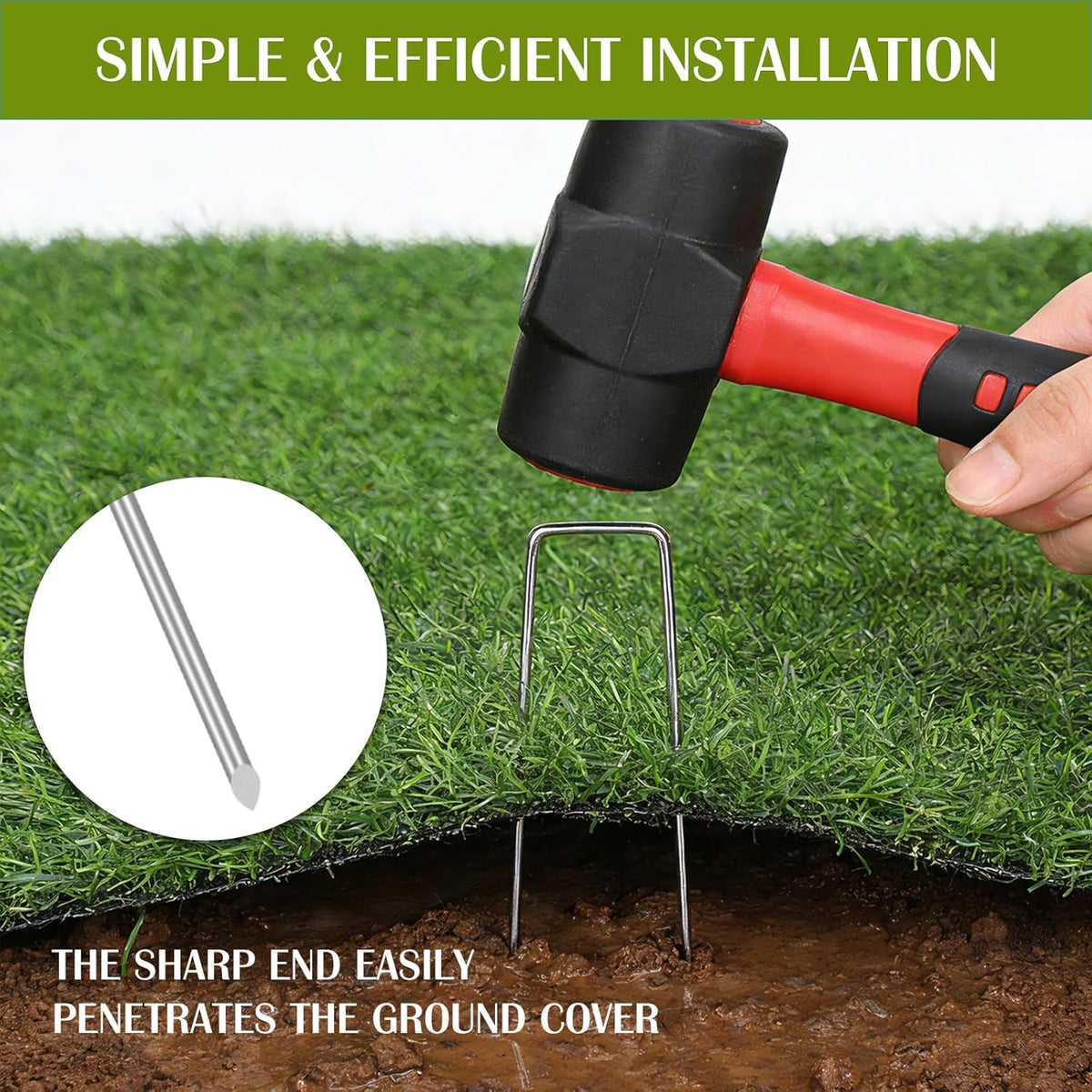 75 Pack Landscape Staples 4 Inch, 12 Gauge Garden Stakes