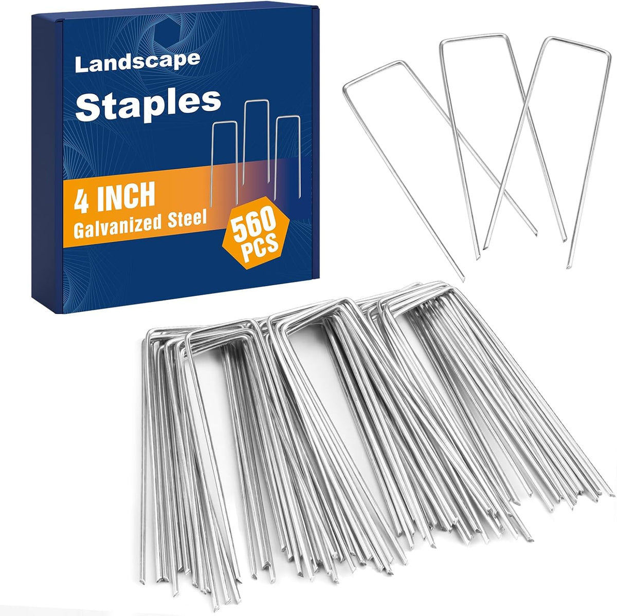 75 Pack Landscape Staples 4 Inch, 12 Gauge Garden Stakes