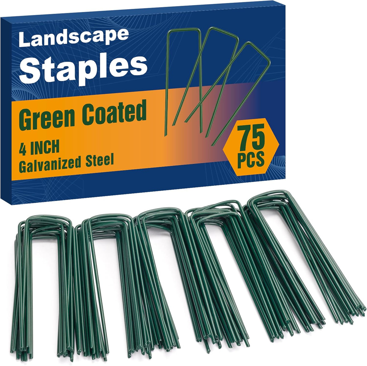 75 Pack Landscape Staples 4 Inch, 12 Gauge Garden Stakes