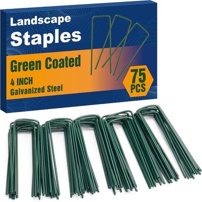 75 Pack Landscape Staples 4 Inch, 12 Gauge Garden Stakes
