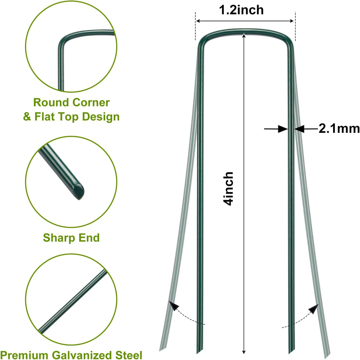 75 Pack Landscape Staples 4 Inch, 12 Gauge Garden Stakes