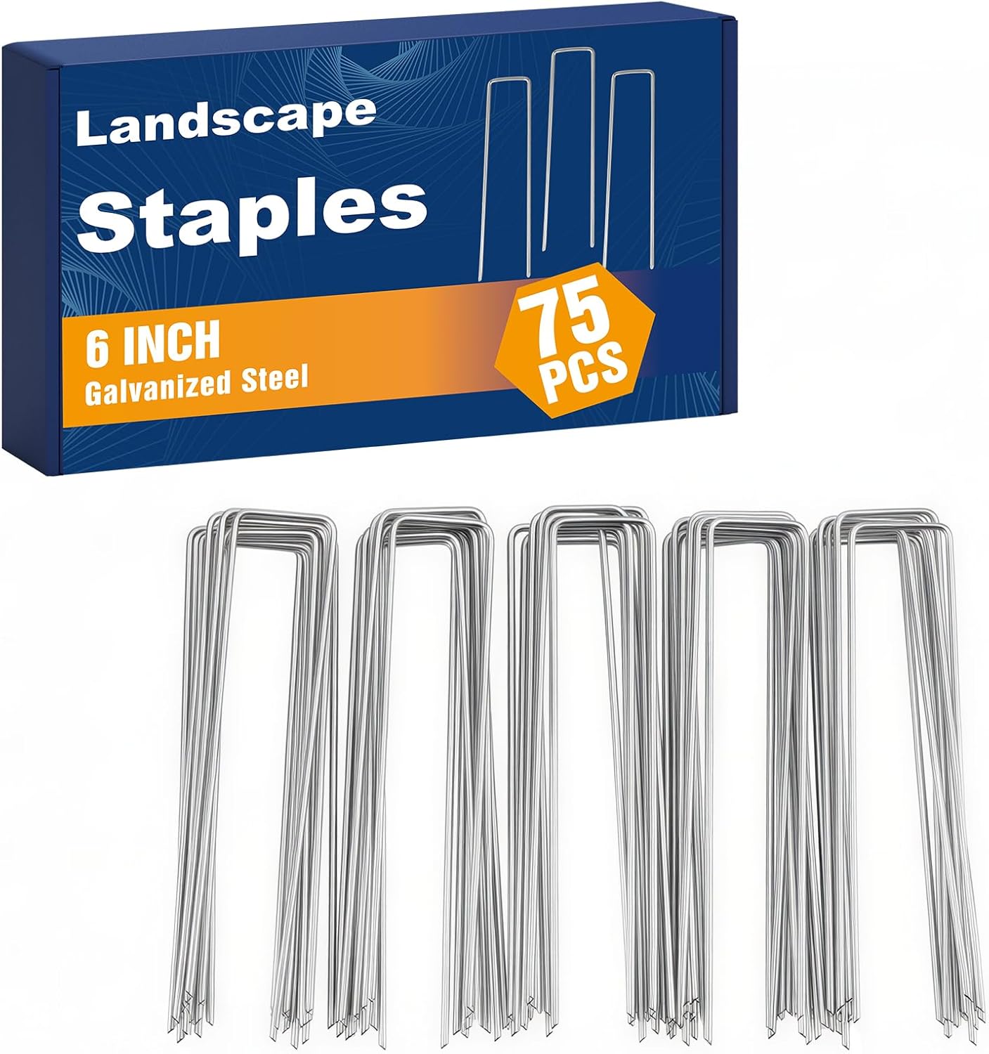 75 Pack Landscape Staples 4 Inch, 12 Gauge Garden Stakes
