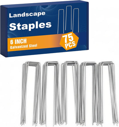 75 Pack Landscape Staples 4 Inch, 12 Gauge Garden Stakes