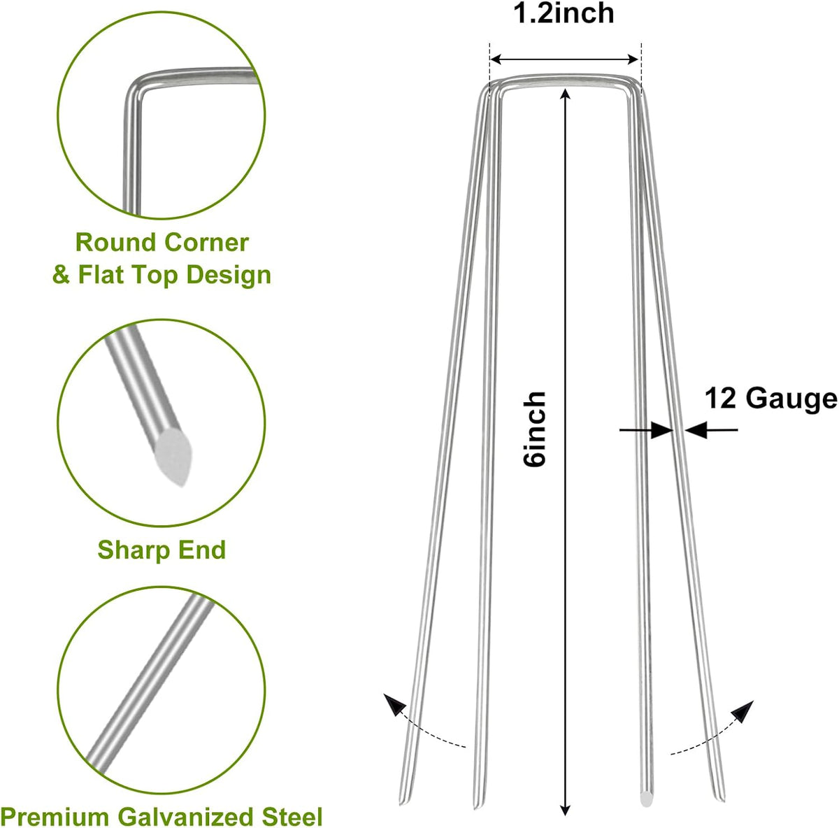 75 Pack Landscape Staples 4 Inch, 12 Gauge Garden Stakes