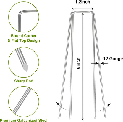 75 Pack Landscape Staples 4 Inch, 12 Gauge Garden Stakes