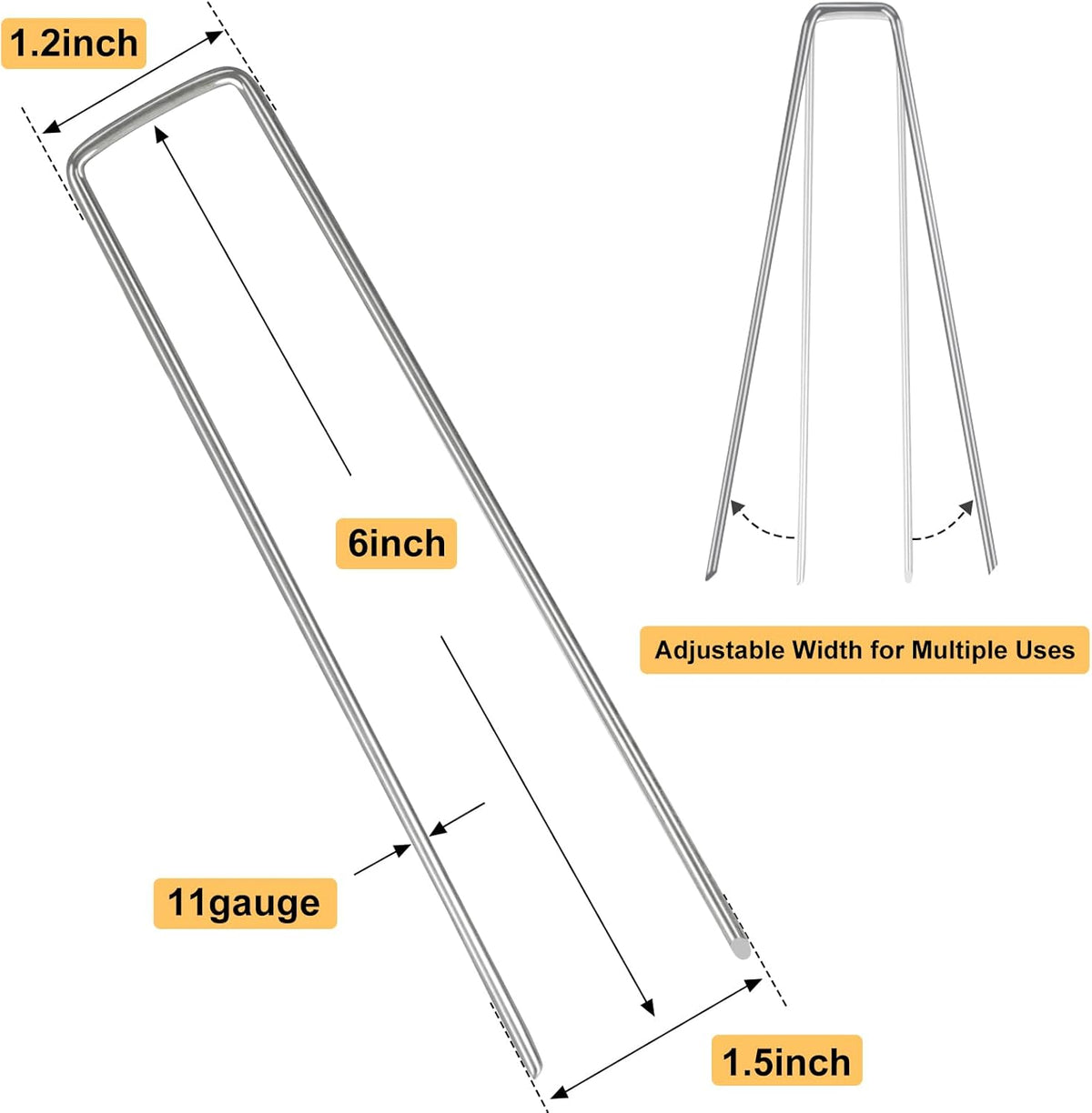 75 Pack Landscape Staples 4 Inch, 12 Gauge Garden Stakes