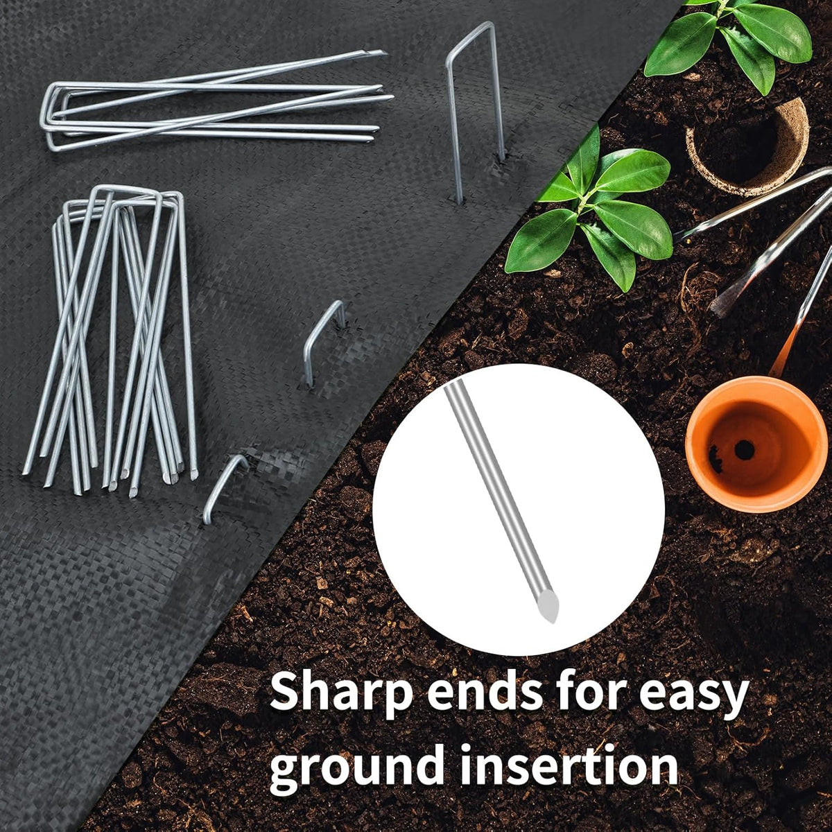 75 Pack Landscape Staples 4 Inch, 12 Gauge Garden Stakes