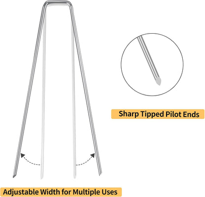 75 Pack Landscape Staples 4 Inch, 12 Gauge Garden Stakes