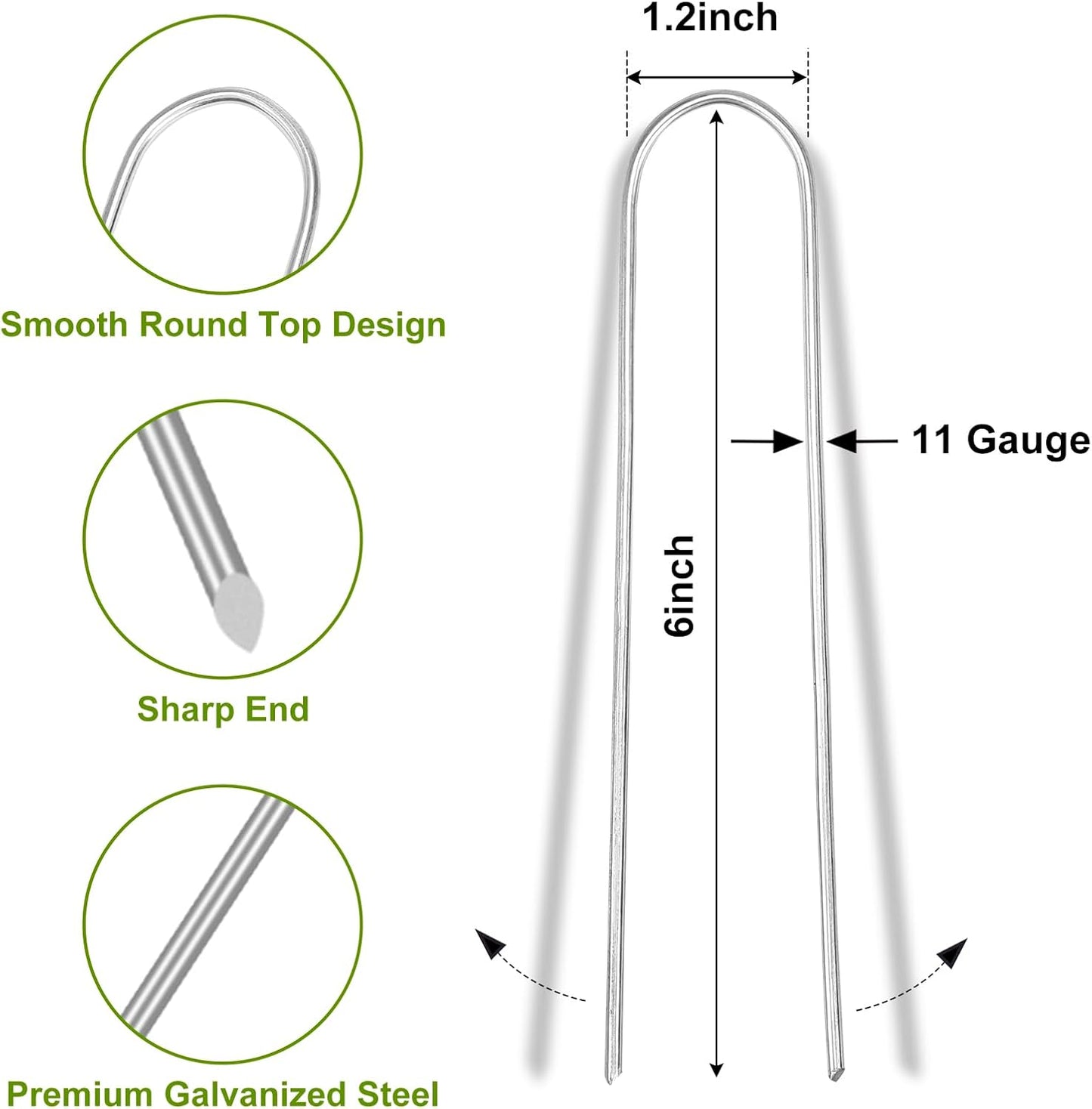 75 Pack Landscape Staples 4 Inch, 12 Gauge Garden Stakes