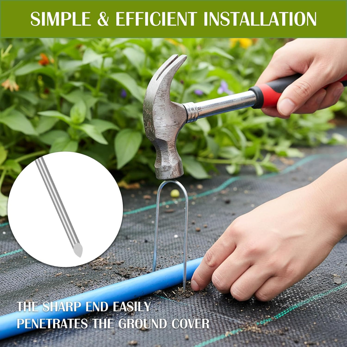 75 Pack Landscape Staples 4 Inch, 12 Gauge Garden Stakes