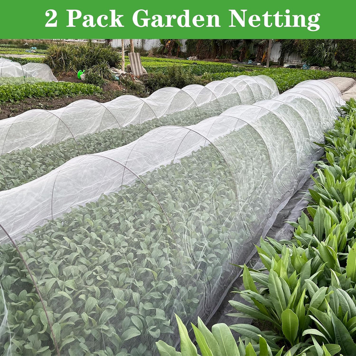 Garden Netting, 2 Pack 10X39.3FT Ultra Fine Insect Netting for Vegetable Flowers Fruits, Garden Mesh Plant Cover Row Cover Barrier Protection Net for Birds, Garden Netting for Raised Beds