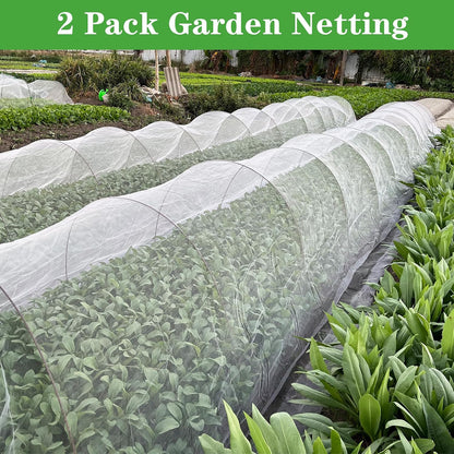 Garden Netting, 2 Pack 10X39.3FT Ultra Fine Insect Netting for Vegetable Flowers Fruits, Garden Mesh Plant Cover Row Cover Barrier Protection Net for Birds, Garden Netting for Raised Beds