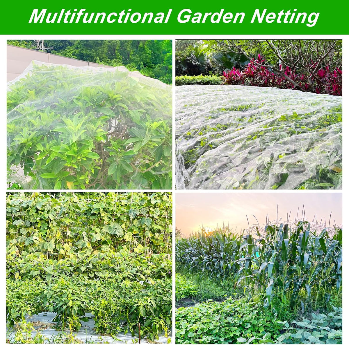 Garden Netting, 2 Pack 10X39.3FT Ultra Fine Insect Netting for Vegetable Flowers Fruits, Garden Mesh Plant Cover Row Cover Barrier Protection Net for Birds, Garden Netting for Raised Beds