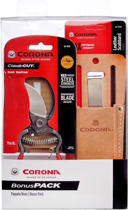 Corona Clipper SP9934 3/4-Inch Bypass Pruning Shears with Bonus Leather Scabbard