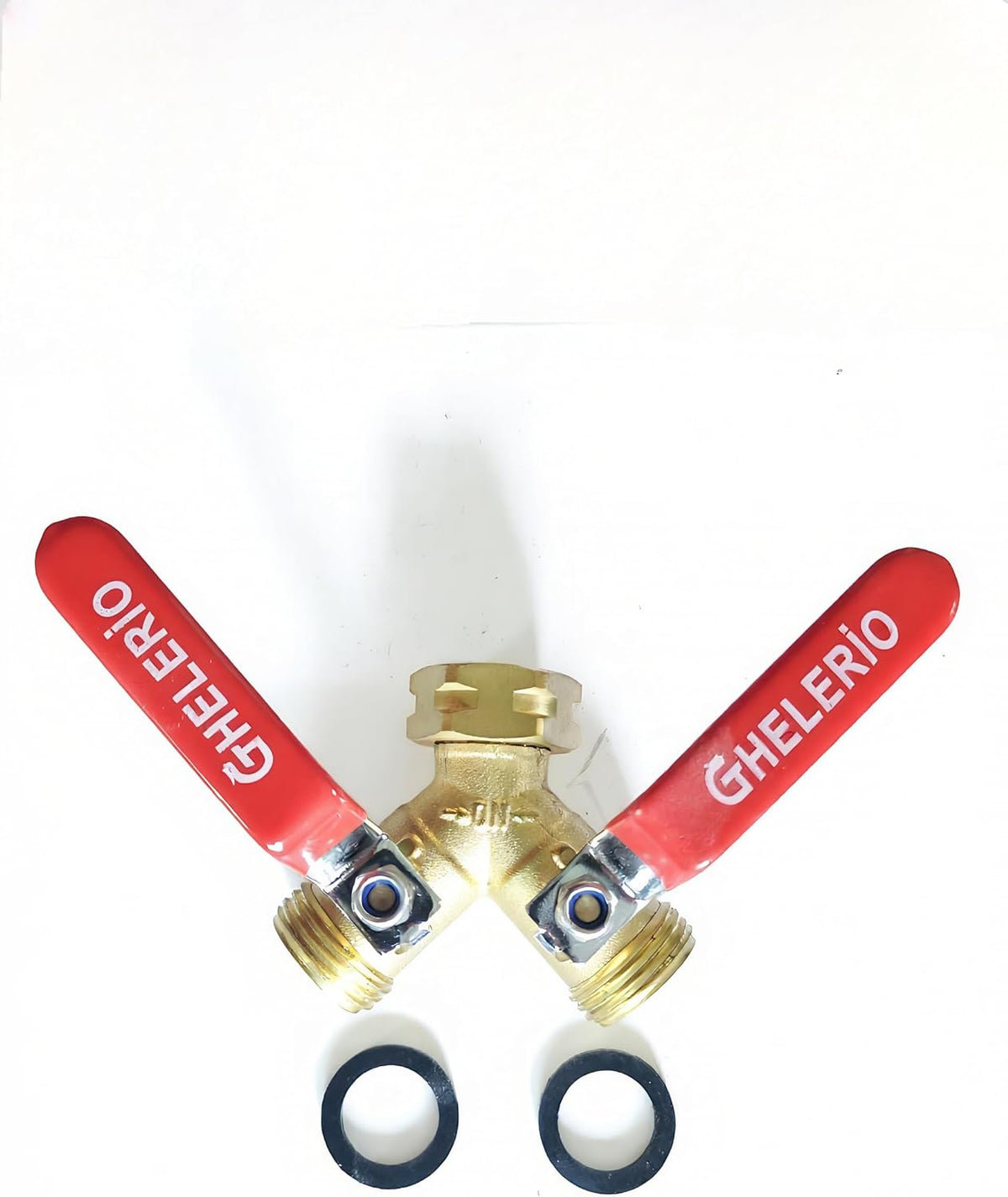 Hose Splitter 2 Way Heavy Duty Brass Garden Hose Splitter with 304 Stainless Steel Long Handle Outdoor Full Flow Hose Splitter Connector,Y Valve 3/4