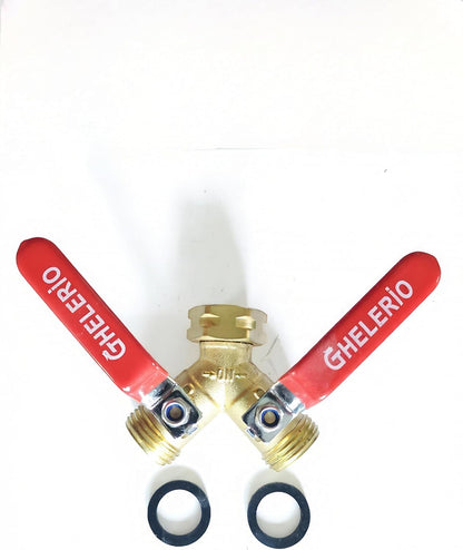 Hose Splitter 2 Way Heavy Duty Brass Garden Hose Splitter with 304 Stainless Steel Long Handle Outdoor Full Flow Hose Splitter Connector,Y Valve 3/4