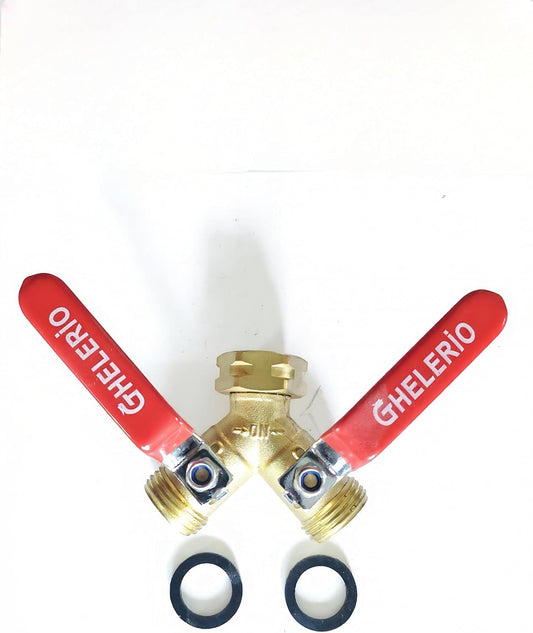 Hose Splitter 2 Way Heavy Duty Brass Garden Hose Splitter with 304 Stainless Steel Long Handle Outdoor Full Flow Hose Splitter Connector,Y Valve 3/4