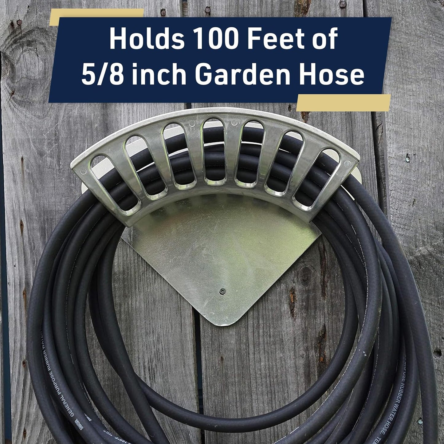 Garden Water Hose Holder for 200ft 1/2" Hosing, Silver