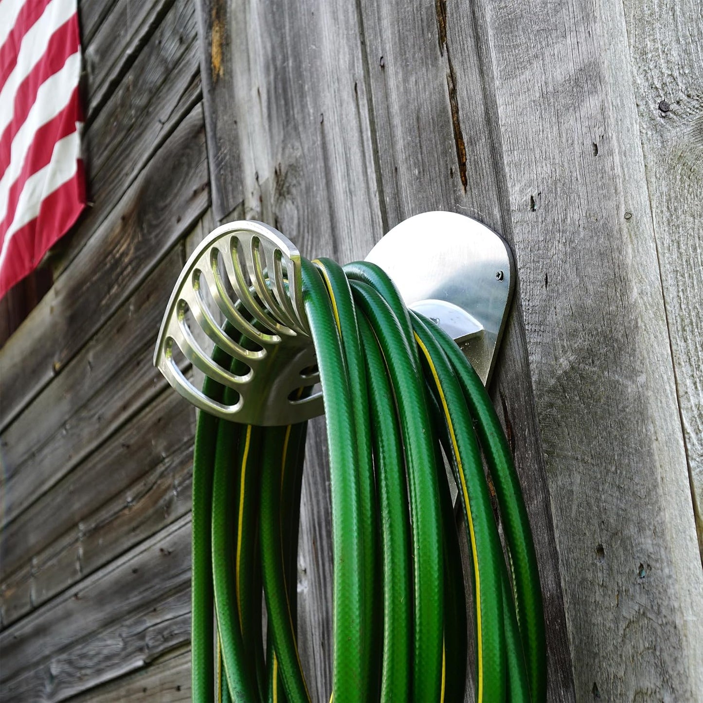 Garden Water Hose Holder for 200ft 1/2" Hosing, Silver